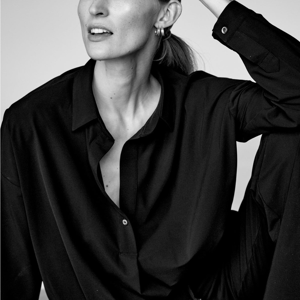 Penn & Ink Magda Navy Blue Blouse